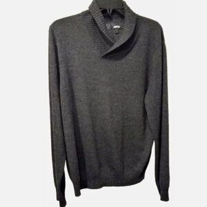 Men's Apt. 9 Sweater Size Large Black Modern-Fit Merino Wool Ribbed Shawl Collar